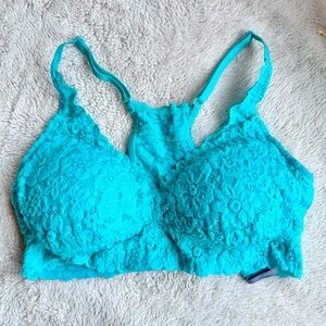 Aerie Turquoise Bra/Bralette Floral Lace Pattern